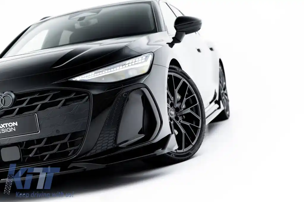 Spoiler Maxton Design versiunea 2 potrivit pentru bara de protecție frontală S-line a Audi A6 S-Line C9 Avant după 2025, lac negru-image-6235606