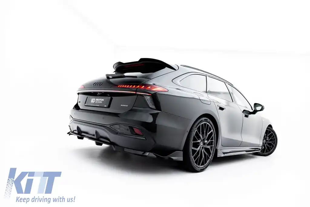 Spoiler Maxton Design versiunea 2 potrivit pentru bara de protecție S-line din spate pe Audi A6 S-Line C9 Avant după 2025, lac negru-image-6235634