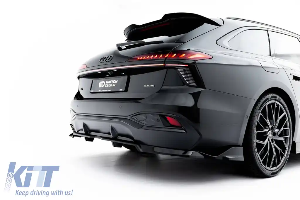 Spoiler Maxton Design versiunea 2 potrivit pentru bara de protecție S-line din spate pe Audi A6 S-Line C9 Avant după 2025, lac negru-image-6235635