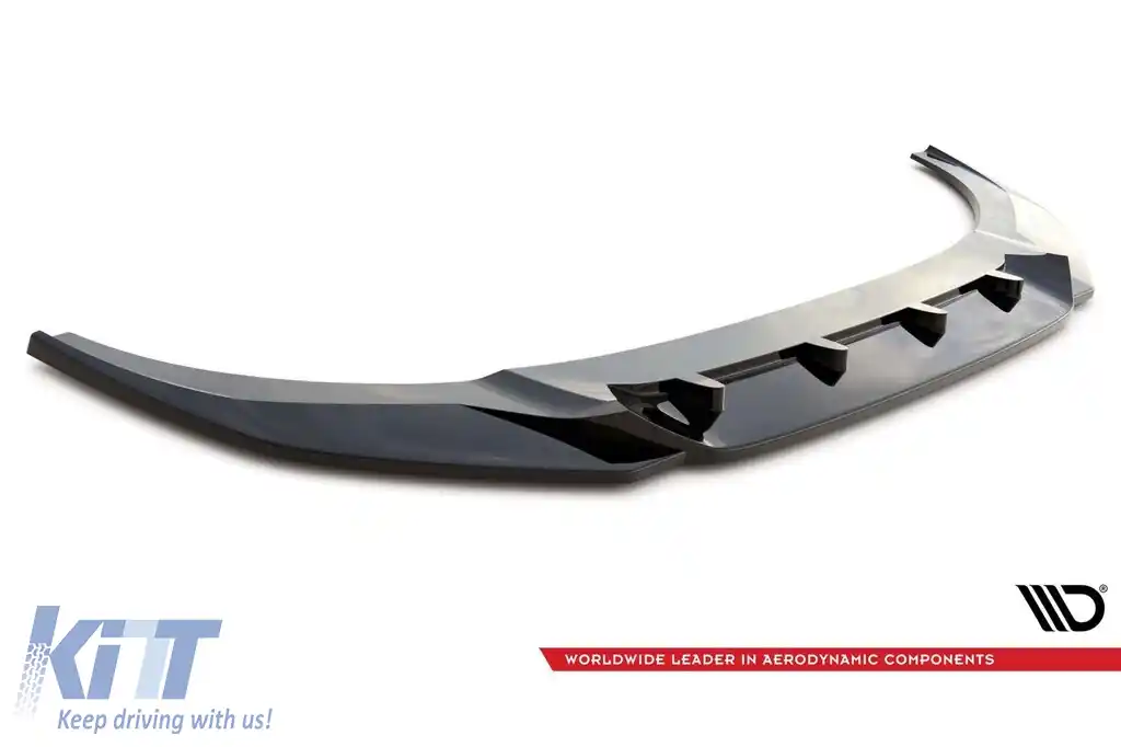 Spoiler Maxton Design versiunea 2 potrivit pentru bara frontală a Audi RSQ8 MK1 după 2019, lac negru