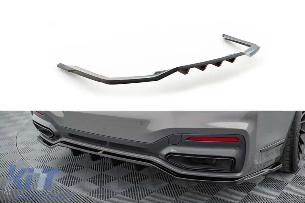 Spoiler Maxton Design versiunea 2 potrivit pentru bara spate a BMW Seria 7 G11 cu pachet M 2019-2022, lac negru