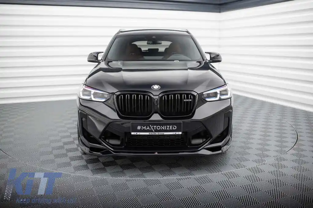 Spoiler Maxton Design versiunea 2 potrivit pentru bara frontală a BMW X3 F97 după 2021, lac negru-image-6236331