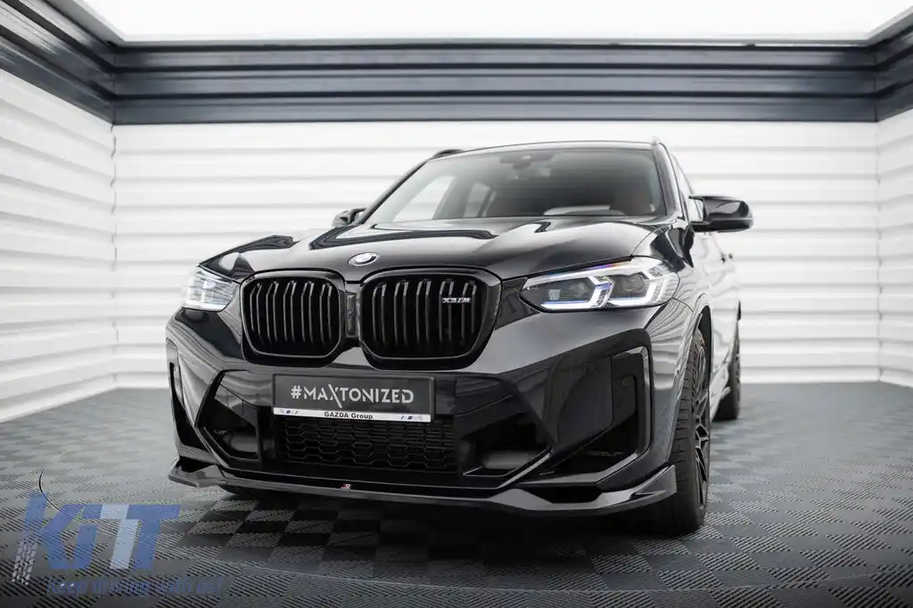 Spoiler Maxton Design versiunea 2 potrivit pentru bara frontală a BMW X3 F97 după 2021, lac negru-image-6236333