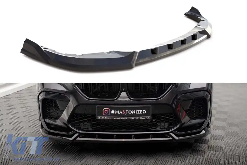 Spoiler Maxton Design versiunea 2 potrivit pentru bara frontală a BMW X6M F96 după 2020, lac negru
