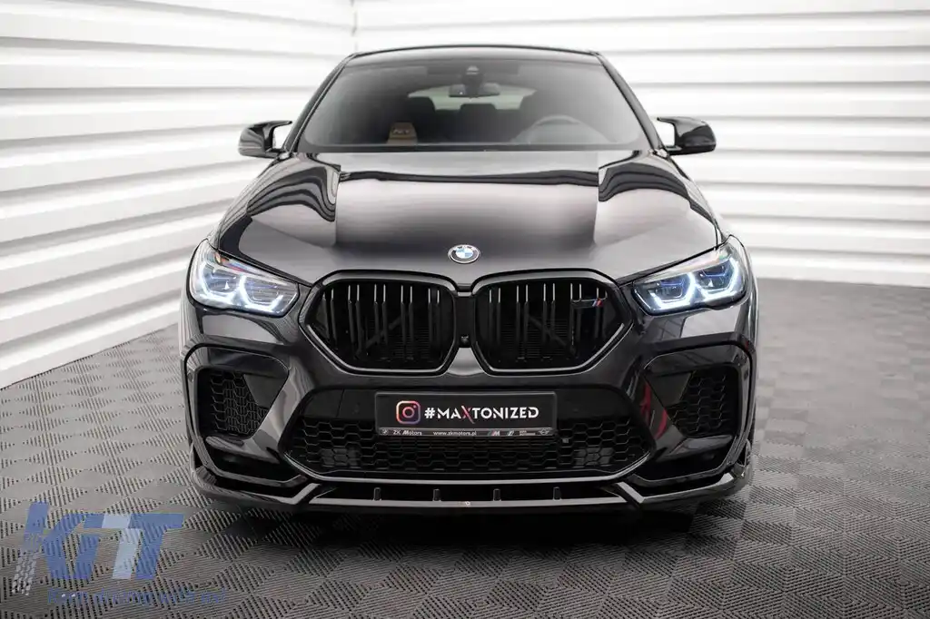 Spoiler Maxton Design versiunea 2 potrivit pentru bara frontală a BMW X6M F96 după 2020, lac negru-image-6236416