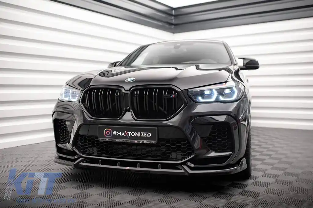 Spoiler Maxton Design versiunea 2 potrivit pentru bara frontală a BMW X6M F96 după 2020, lac negru-image-6236418