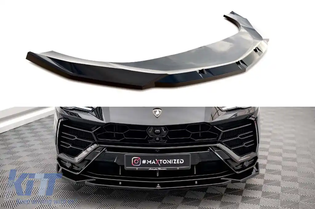 Spoiler Maxton Design versiunea 2 potrivit pentru bara frontală a Lamborghini Urus MK1 după 2018, lac negru