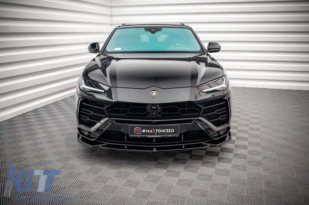 Spoiler Maxton Design versiunea 2 potrivit pentru bara frontală a Lamborghini Urus MK1 după 2018, lac negru-image-6237703
