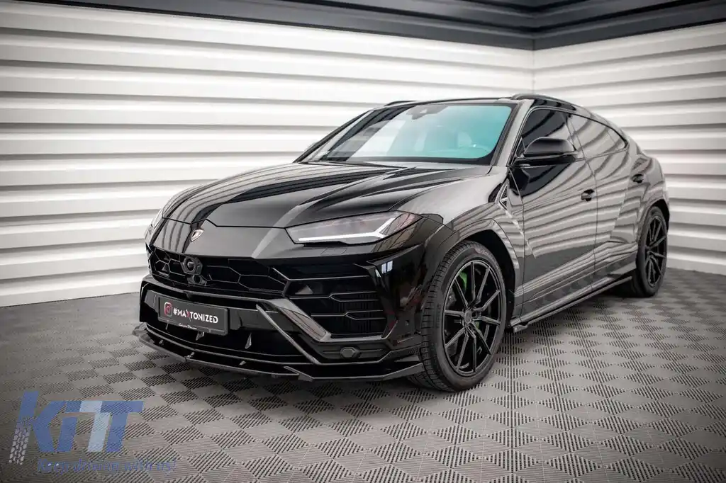 Spoiler Maxton Design versiunea 2 potrivit pentru bara frontală a Lamborghini Urus MK1 după 2018, lac negru-image-6237705