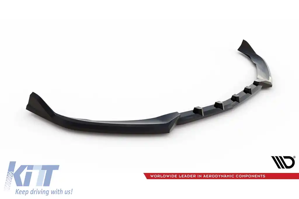 Spoiler Maxton Design versiunea 2 potrivit pentru bara de protecție frontală A Design pe Mercedes C63 W205 sedan, S205 break 2015-2018, lac negru-image-6238859