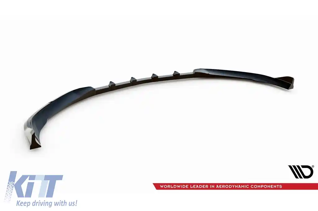 Spoiler Maxton Design versiunea 2 potrivit pentru bara de protecție frontală A Design pe Mercedes C63 W205 sedan, S205 break 2015-2018, lac negru-image-6238860