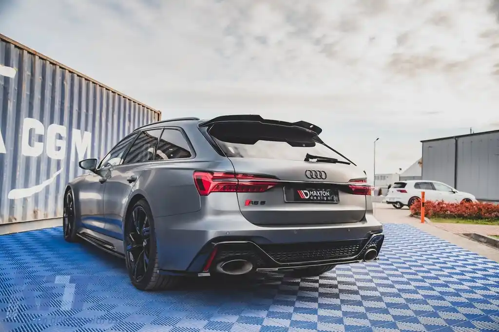 Spoiler Maxton Design versiunea 2 tip RS6 potrivit pentru Audi RS6 C8 portbagaj după 2019, lac negru-image-6235789