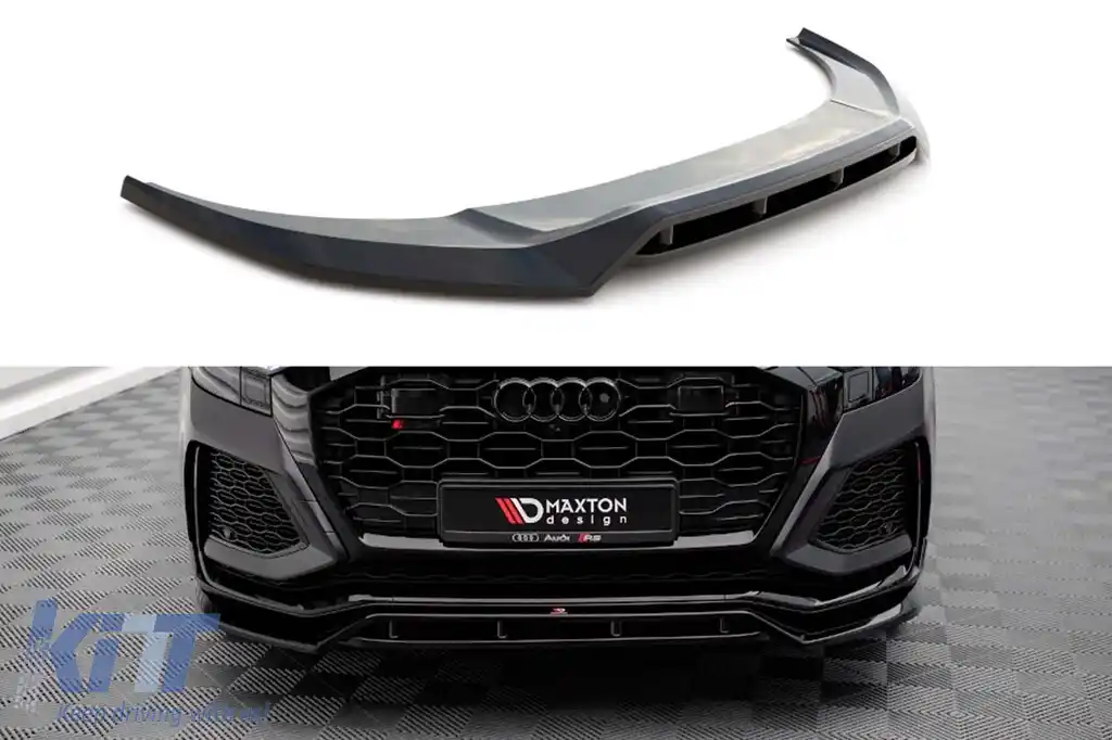 Spoiler Maxton Design versiunea 3 potrivit pentru bara frontală a Audi RSQ8 MK1 după 2019, lac negru