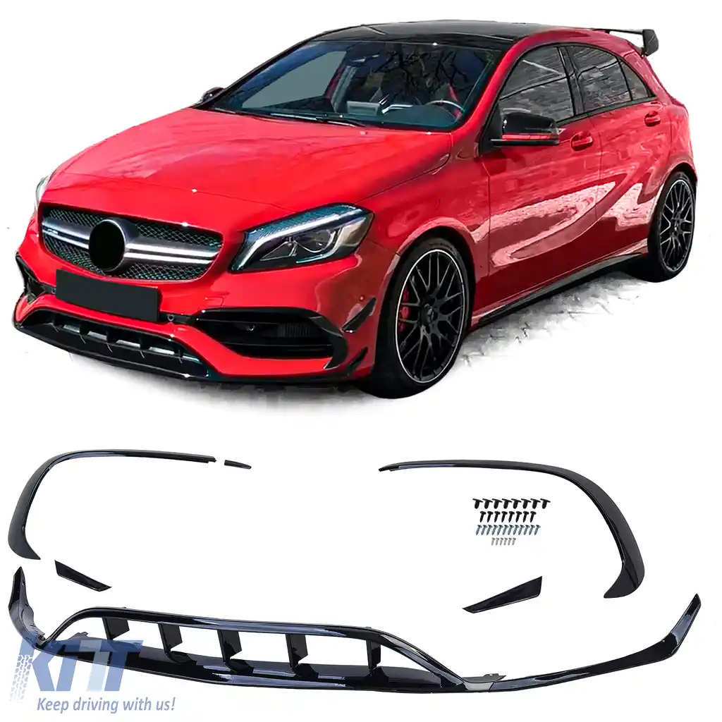 Spoiler pentru bara de protecție frontală, kit aerodinamic, flapsuri, splitter potrivit pentru Mercedes A W176 15-18