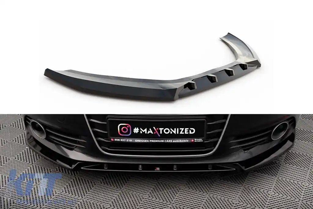 Spoiler pentru bara de protecție frontală Maxton Design, versiunea 2, potrivit pentru Audi A6 C7 sedan/Avant (2011–2014), negru lucios