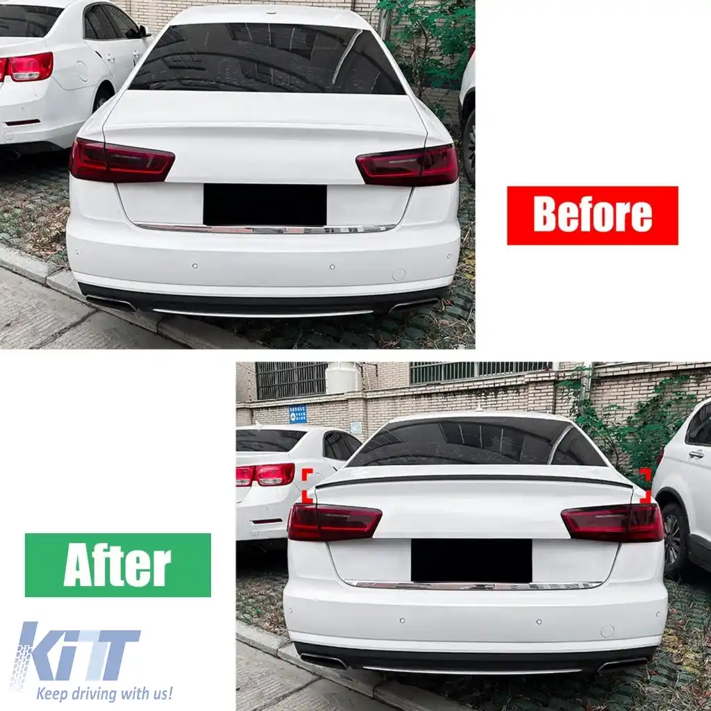 Spoiler pentru portbagaj potrivit pentru Audi A6 C7 2011-2018 sedan Lac negru piano-image-6261037