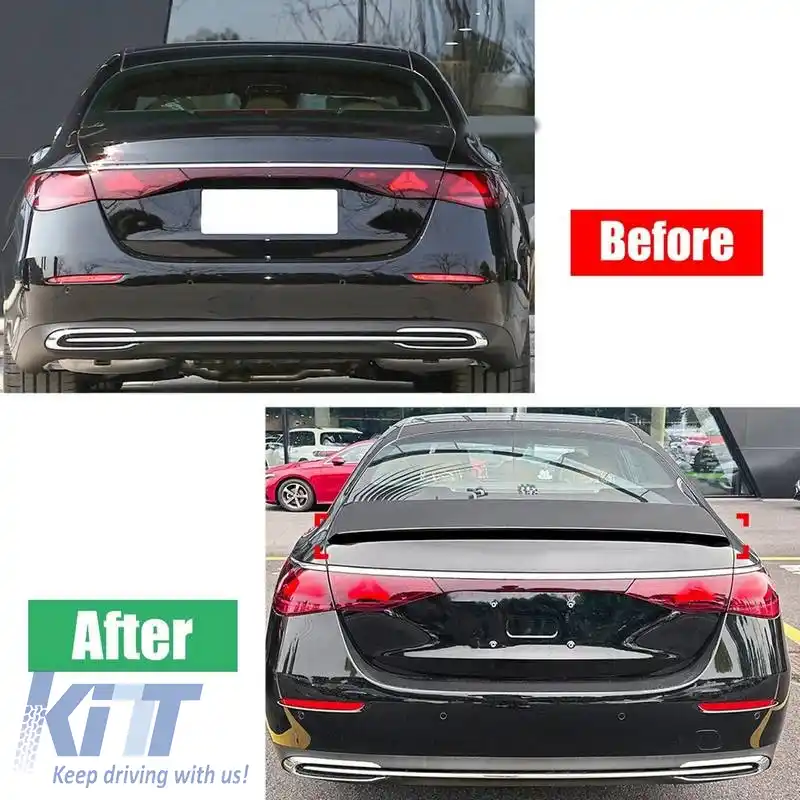 Spoiler pentru portbagaj potrivit pentru Mercedes-Benz E-Class W214 2024+ A Design E63S V2 Look din plastic ABS negru lucios-image-6320700
