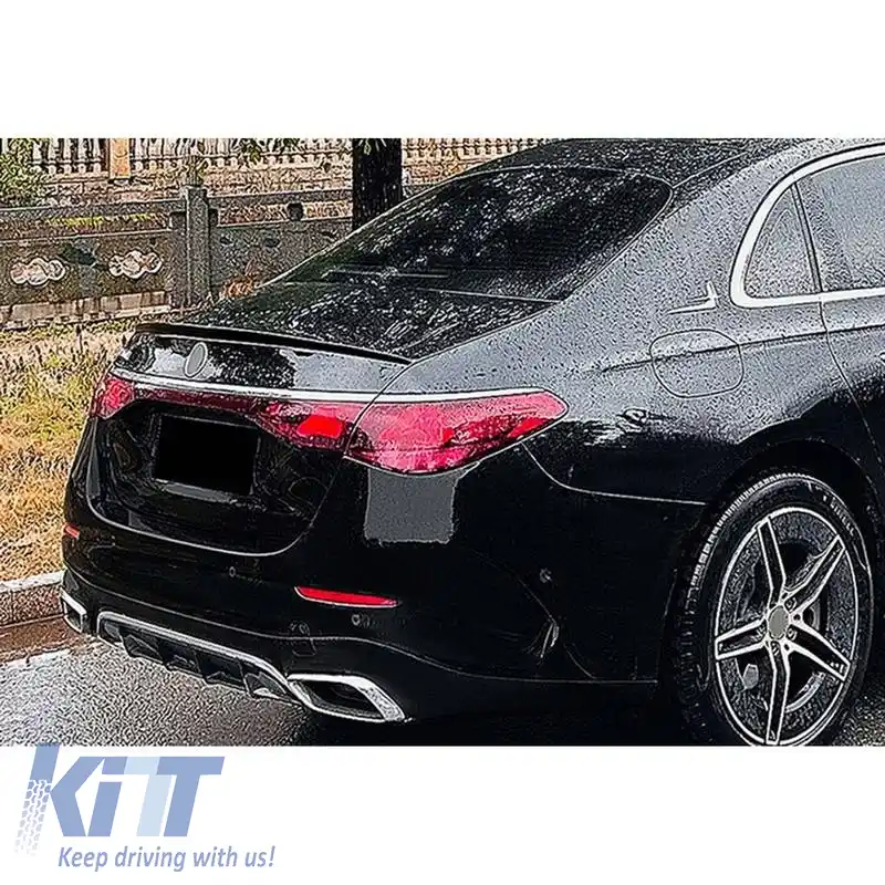 Spoiler pentru portbagaj potrivit pentru Mercedes-Benz E-Class W214 2024+ A Design V2 Look din plastic ABS negru lucios-image-6320706