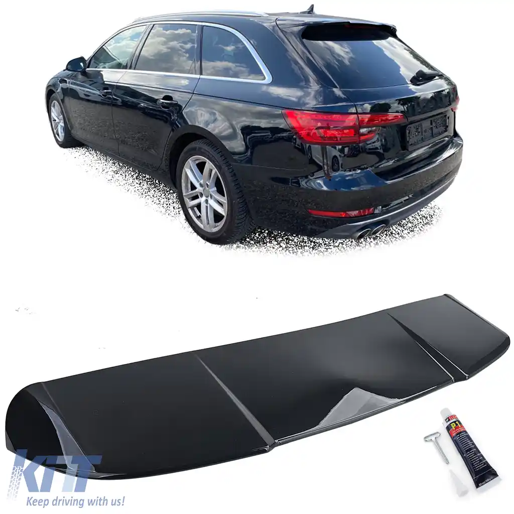 Spoiler posterior de performanță negru lucios, potrivit pentru Audi A4 B9 8W 15-22 Avant