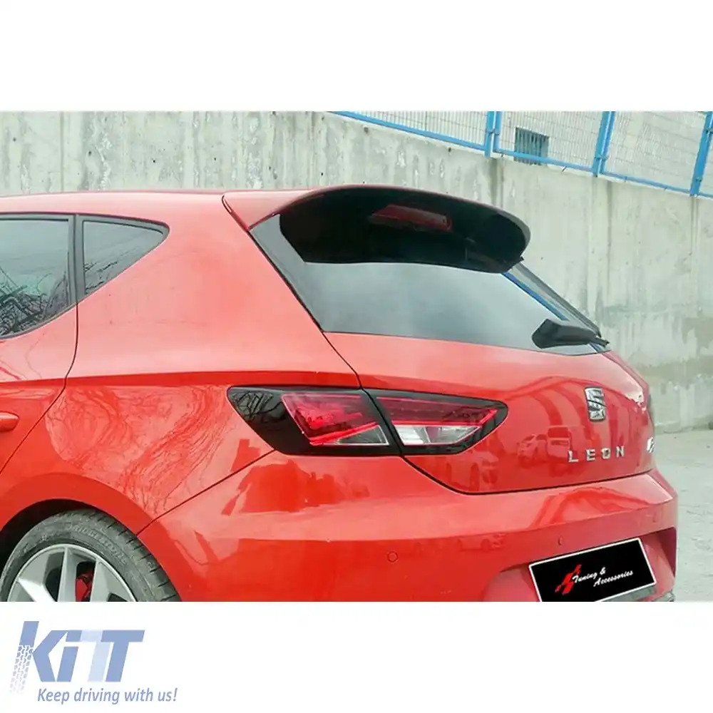 image-10-Spoiler posterior potrivit pentru Leon Mk3 cu flapsuri laterale FR, suprafață brută, ABS / 2012-2020