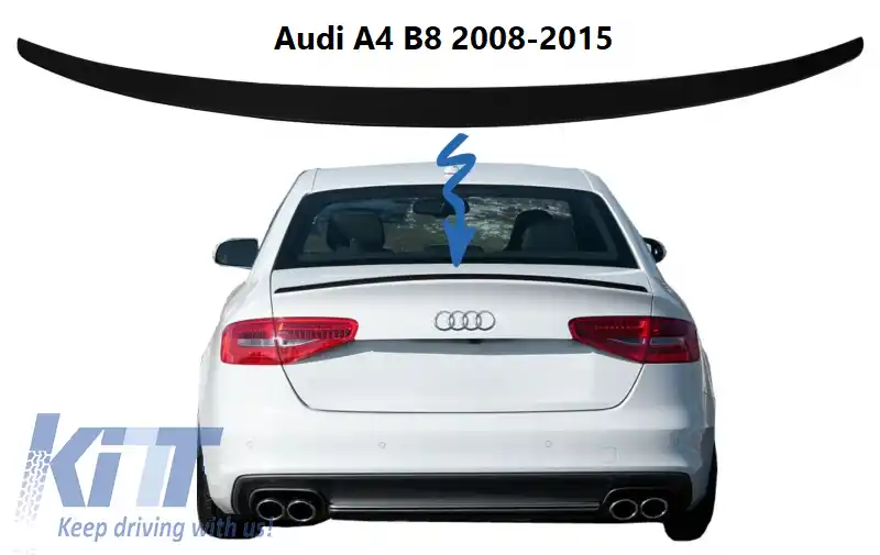 Spoiler potrivit pentru Audi A4 B8 / B8.5 2008-2015 Lac negru piano Stil subțire-image-6261031