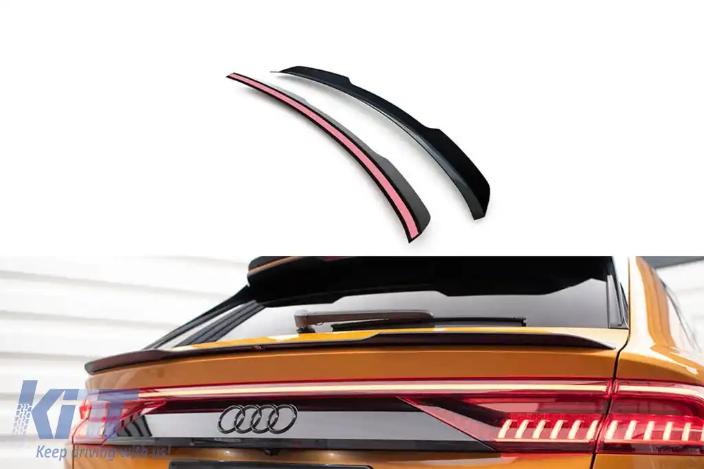Spoiler potrivit pentru Maxton Design versiunea 2 tip S-Line pe Audi Q8 S-line după 2018, SQ8 după 2019, lac negru