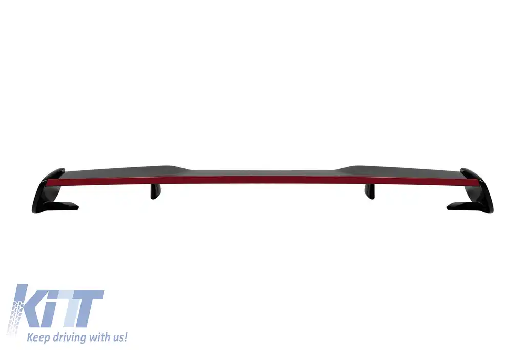 Spoiler potrivit pentru portbagaj tip A45 cu margine roșie pentru Mercedes A-Class W177 hatchback după 2018, lac negru