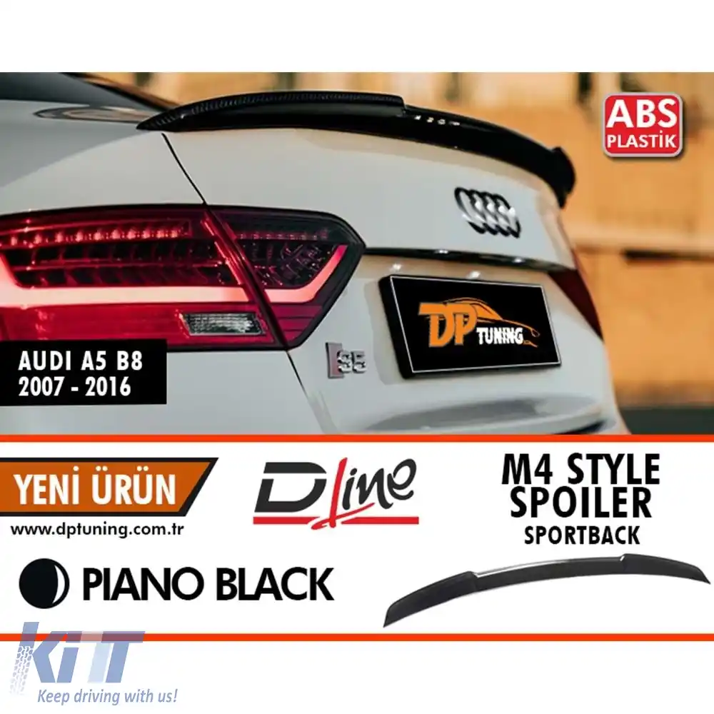 image-35-Spoiler spate A5 B8 M4 Negru Pian ABS / 2009-2016 (Sedan 5 Uși)