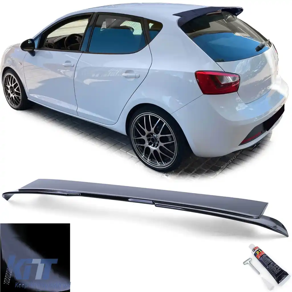 Spoiler spate de acoperiș performanță negru lucios potrivit pentru Seat Ibiza 6J 6P 5-Uși 08-17