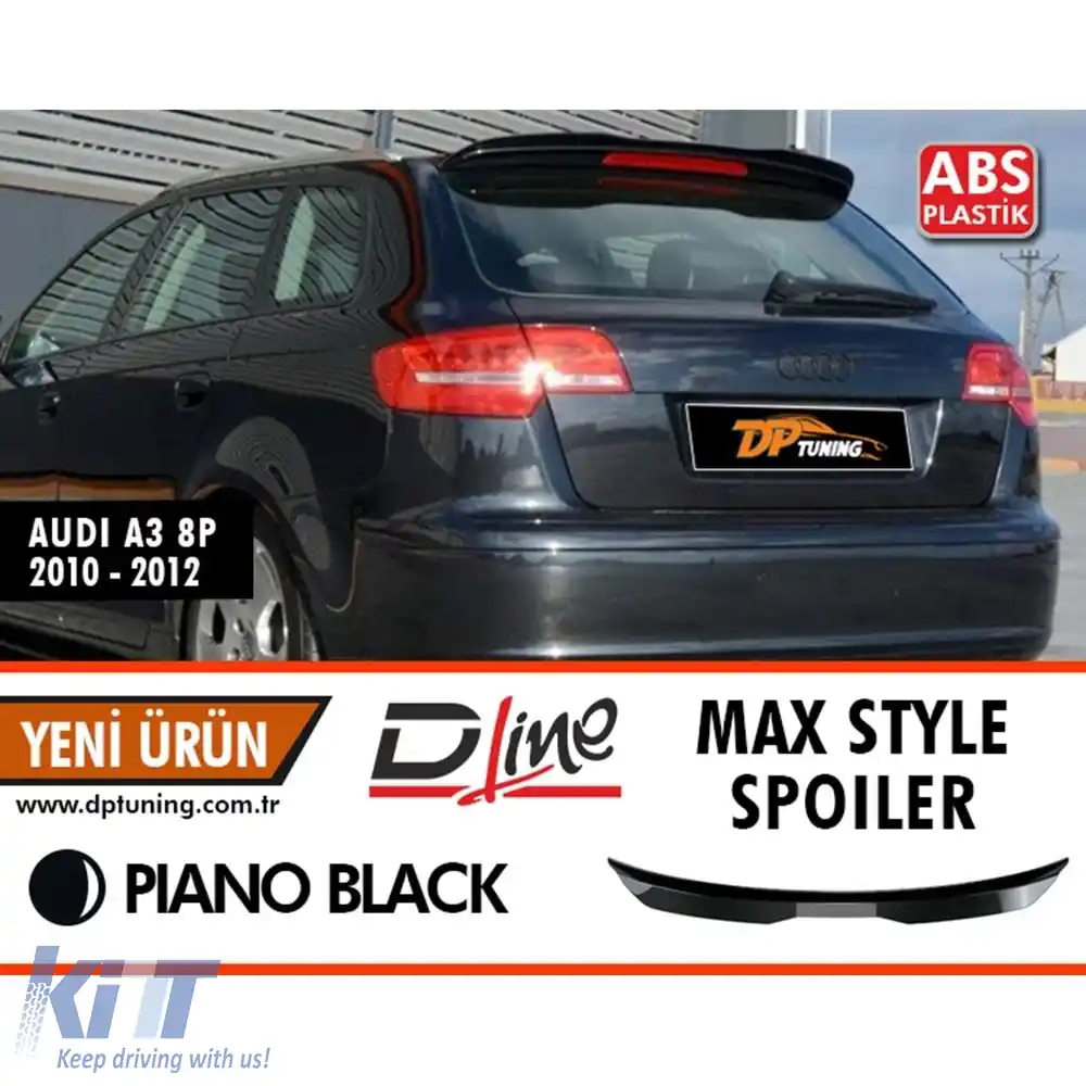 image-54-Spoiler spate MAX Style potrivit pentru A3 8P Hatchback Negru Pian ABS / 2010-2013