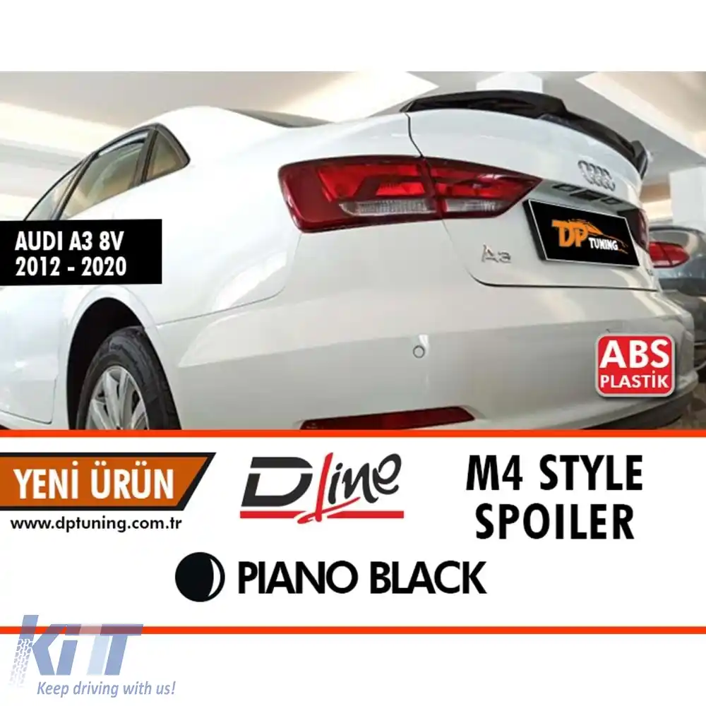 image-38-Spoiler spate pentru portbagaj A3 8V stil M4 în negru lucios ABS / 2012-2019