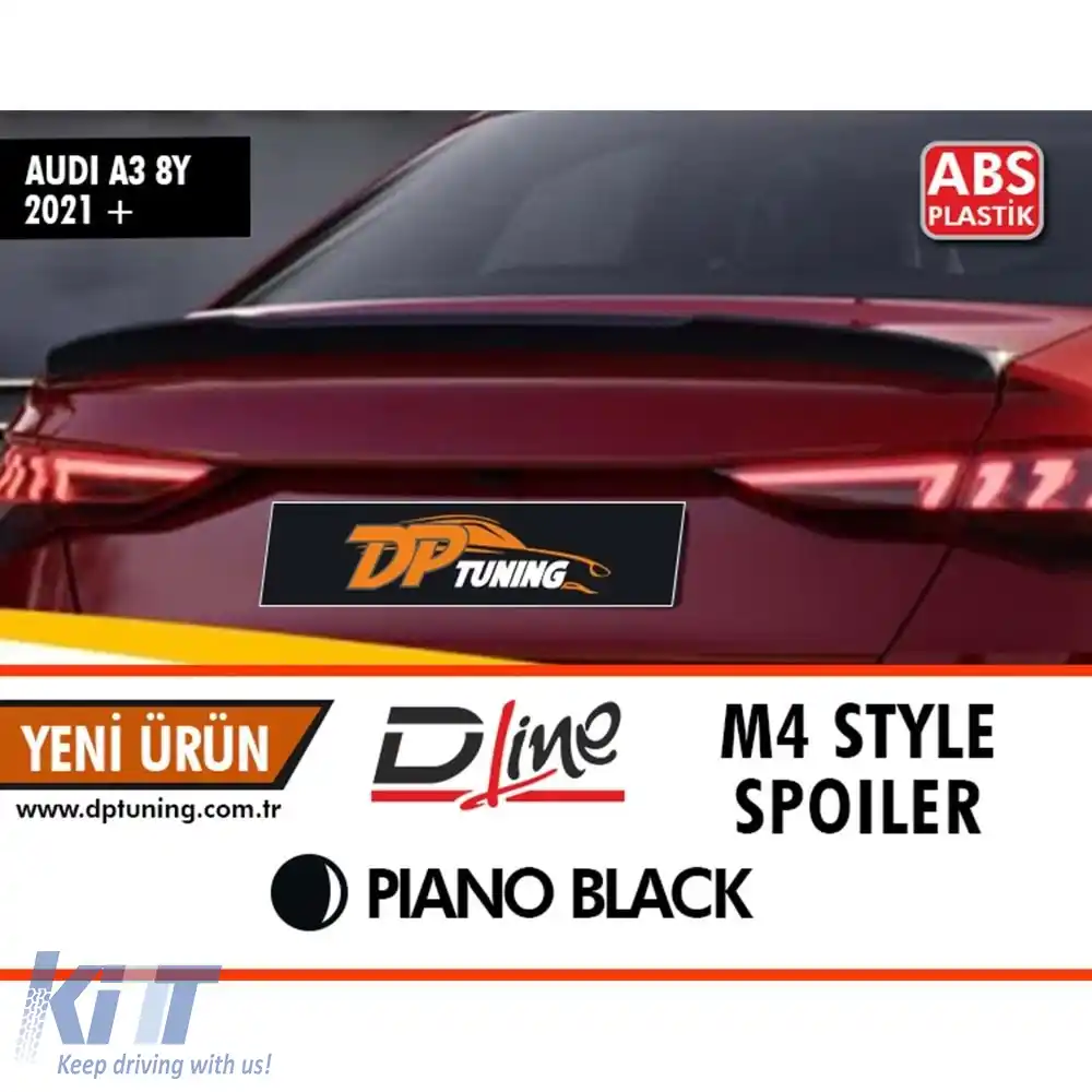 image-34-Spoiler spate pentru portbagaj A3 8Y Sedan stil M4 în negru lucios ABS / 2020-până acum