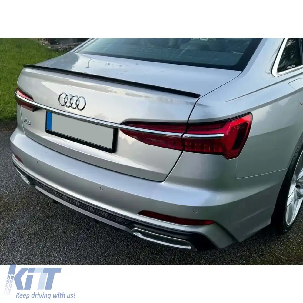 image-72-Spoiler spate pentru portbagaj A6 C8 Sedan S4 cu suprafață neagră lucioasă, ABS / 2019-în sus
