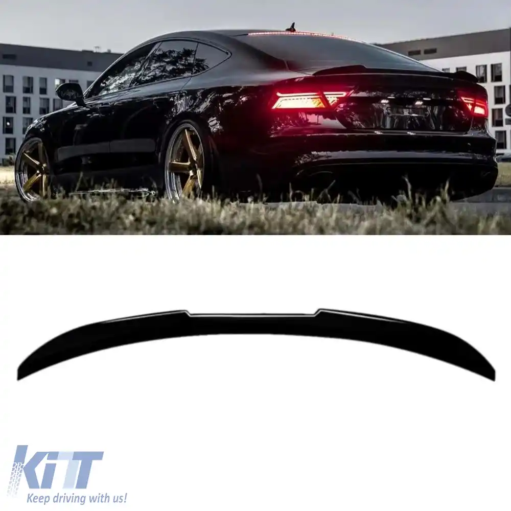 image-2-Spoiler spate pentru portbagaj A7 C7 Negru Pian ABS / 2012-2018