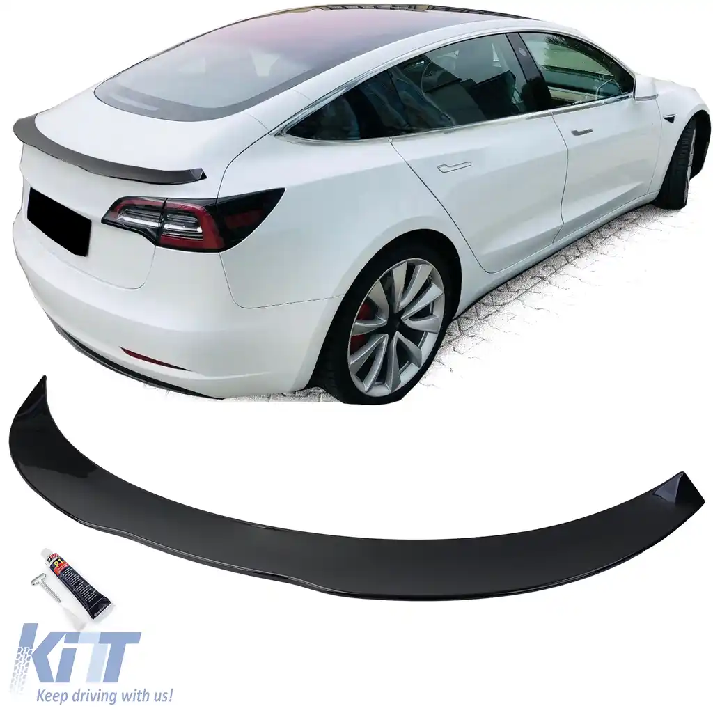 Spoiler spate Performance negru lucios potrivit pentru Tesla Model 3 din 2017