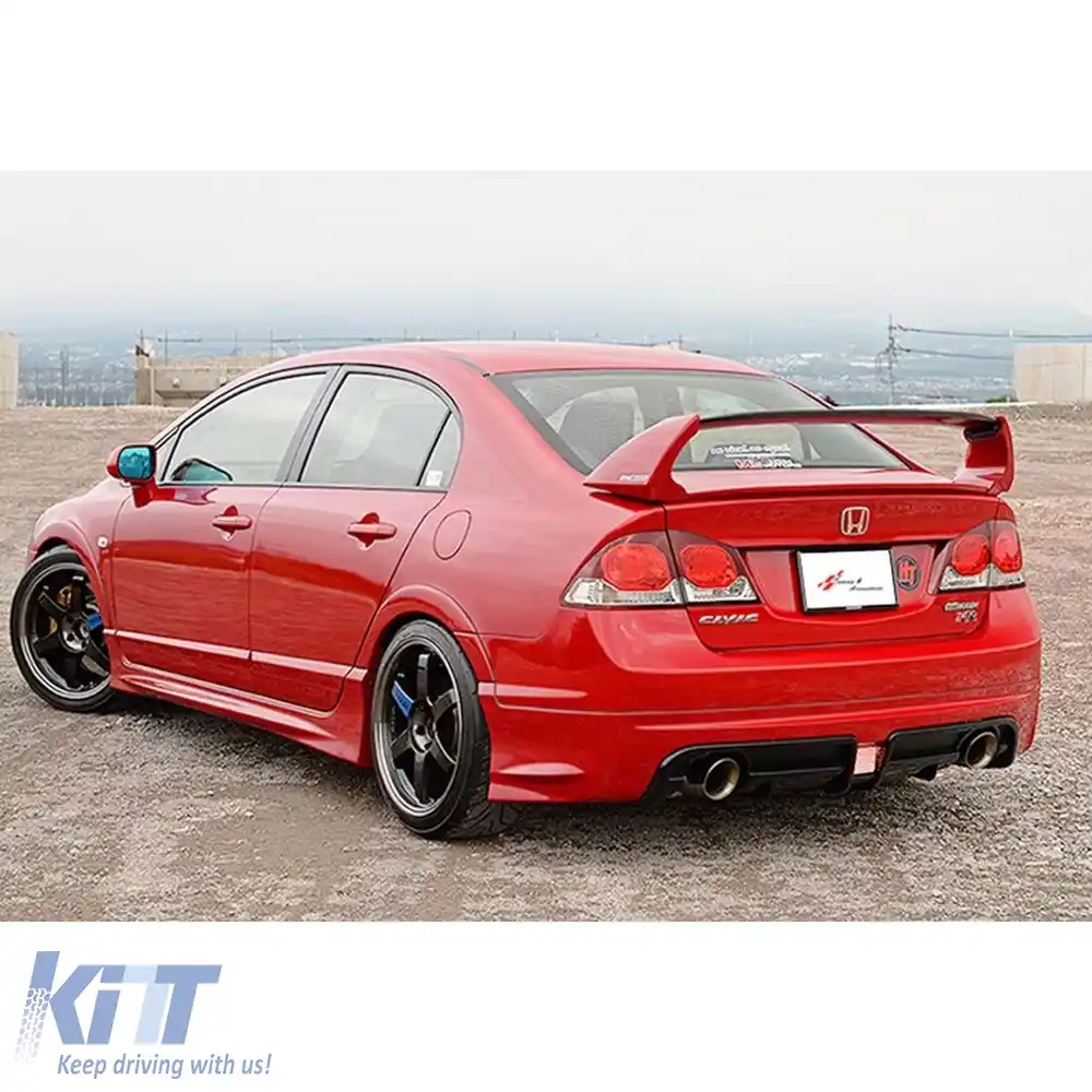 image-35-Spoiler spate potrivit pentru Civic FD6 Mugen RR Model Dreapta+Stanga Iesire Unica Suprafață Brută Plastic Vidat / 2006-2011