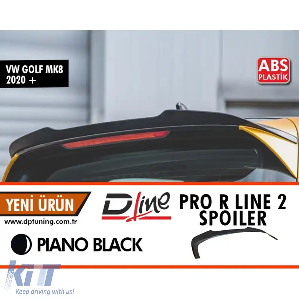 image-35-Spoiler spate potrivit pentru Golf 8 Pro/R-line Style 2 Piano Negru ABS / 2020 -