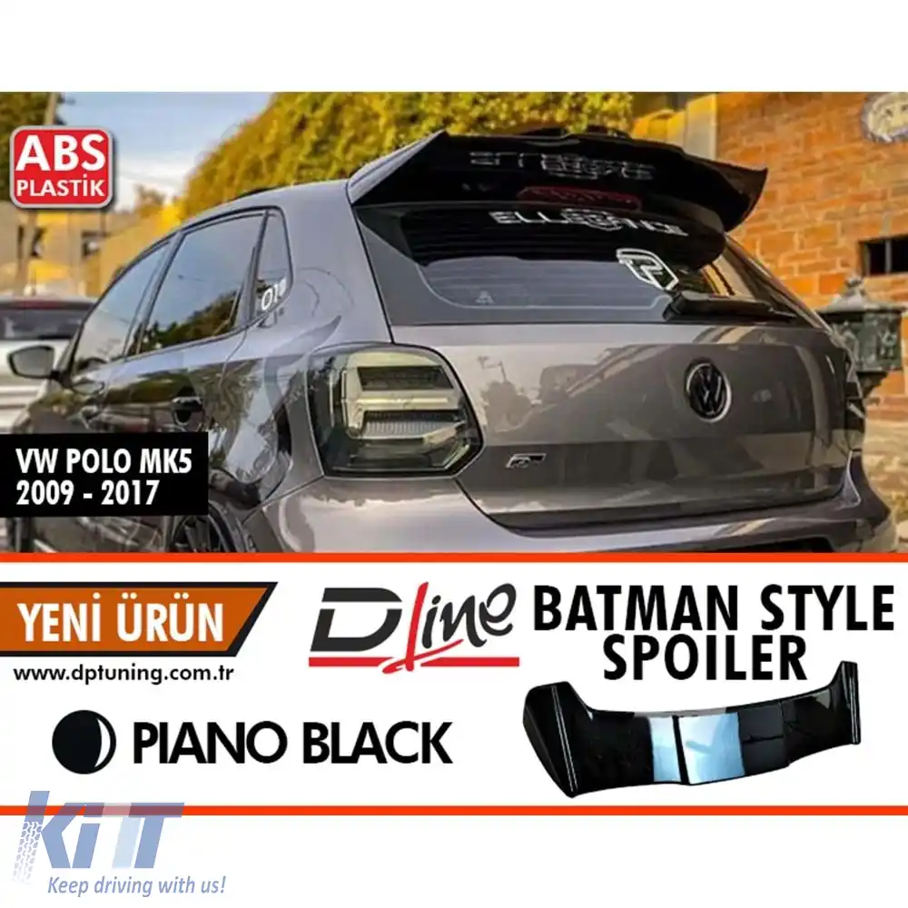 image-34-Spoiler spate stil Batman pentru Polo Mk5 Negru Pian ABS / 2011-2018
