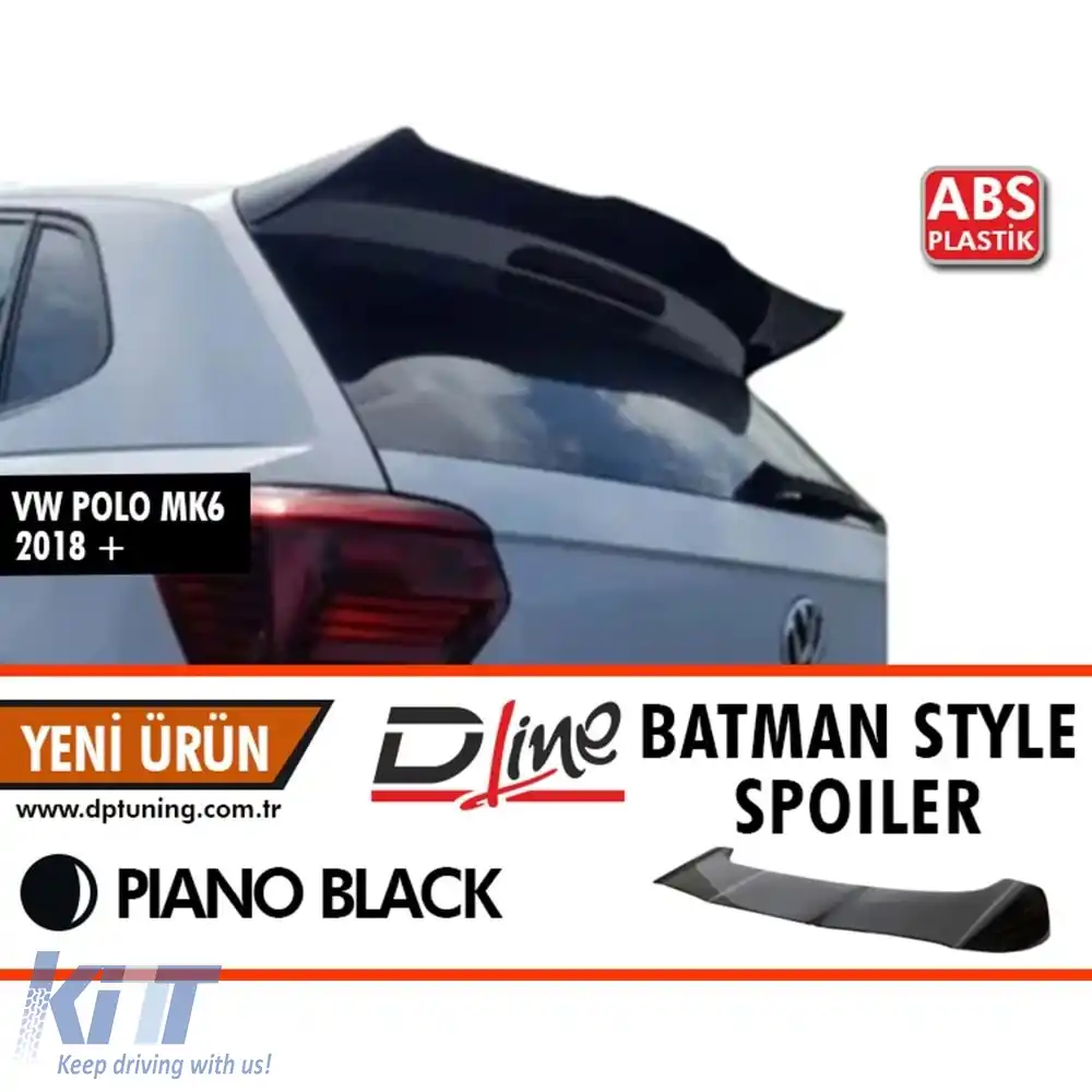 image-32-Spoiler spate stil Batman pentru Polo Mk6, negru piano ABS / după 2019