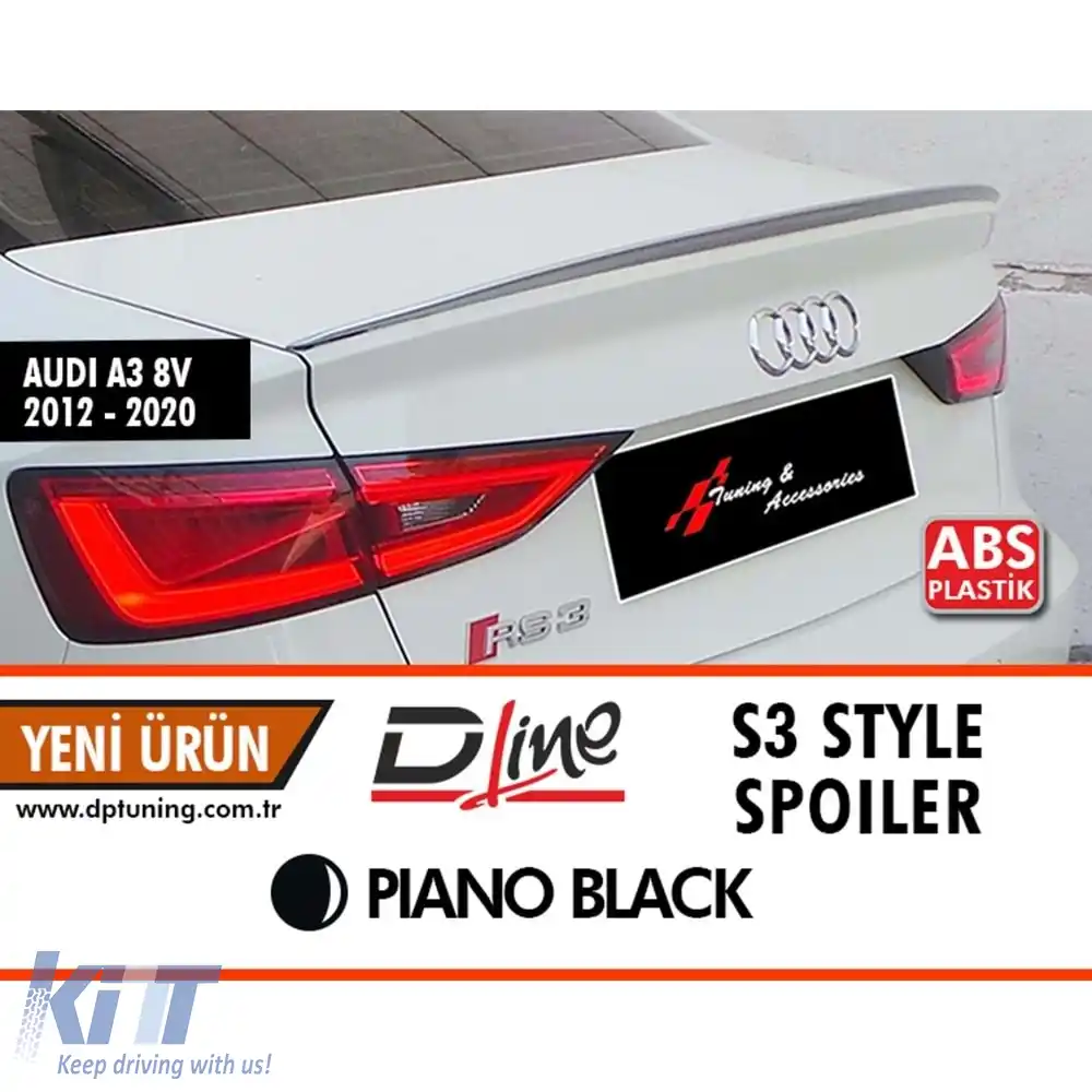 image-58-Spoiler spate stil S3 pentru A3 8V Sedan, negru lucios, ABS / 2014-2020