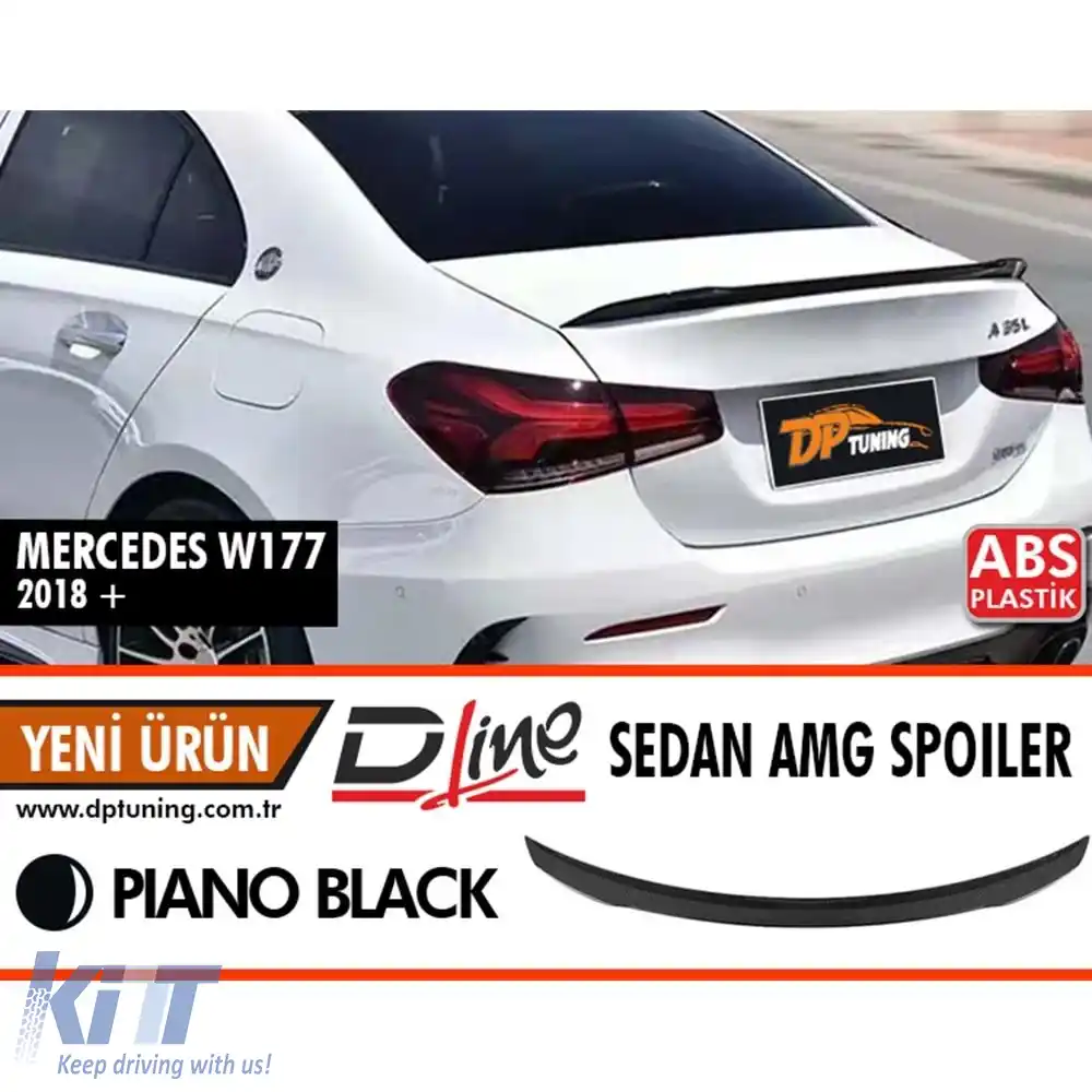 image-2-Spoiler spate W177 Sedan A35 A Design Style Negru Pian ABS / 2018 După