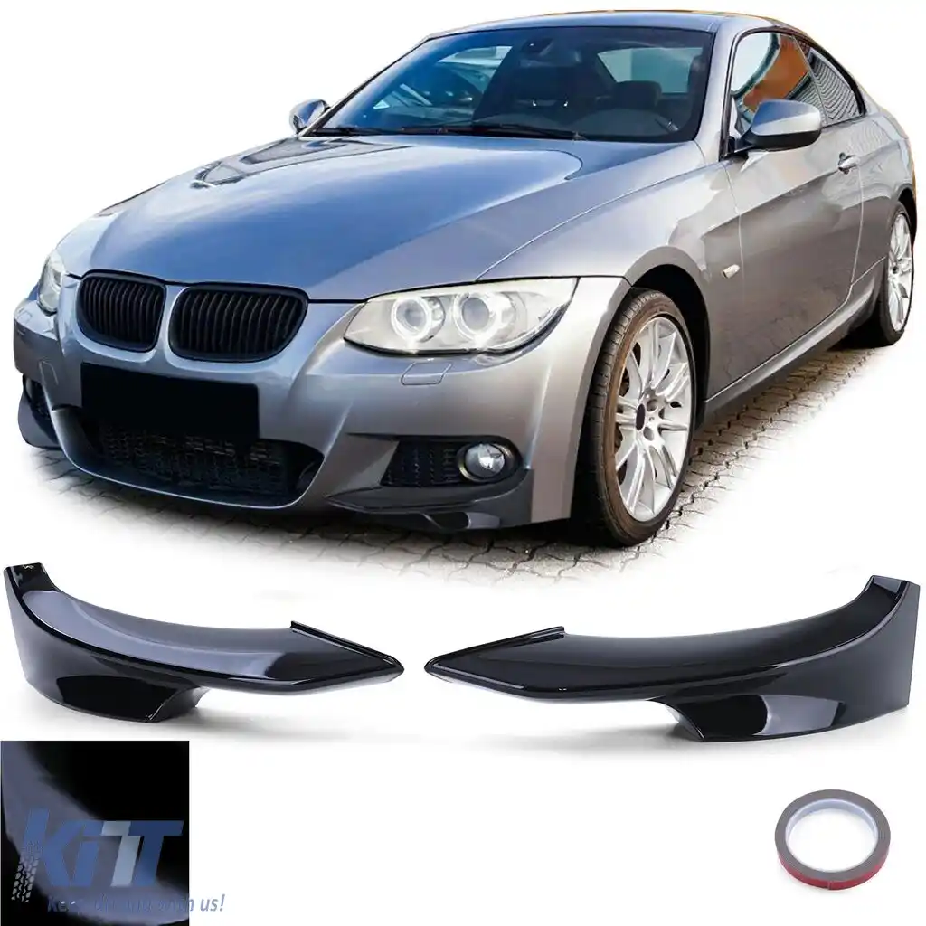Spoiler splitter cu aripi frontale lucios negru, potrivit pentru BMW Seria 3 E92 E93 10-13