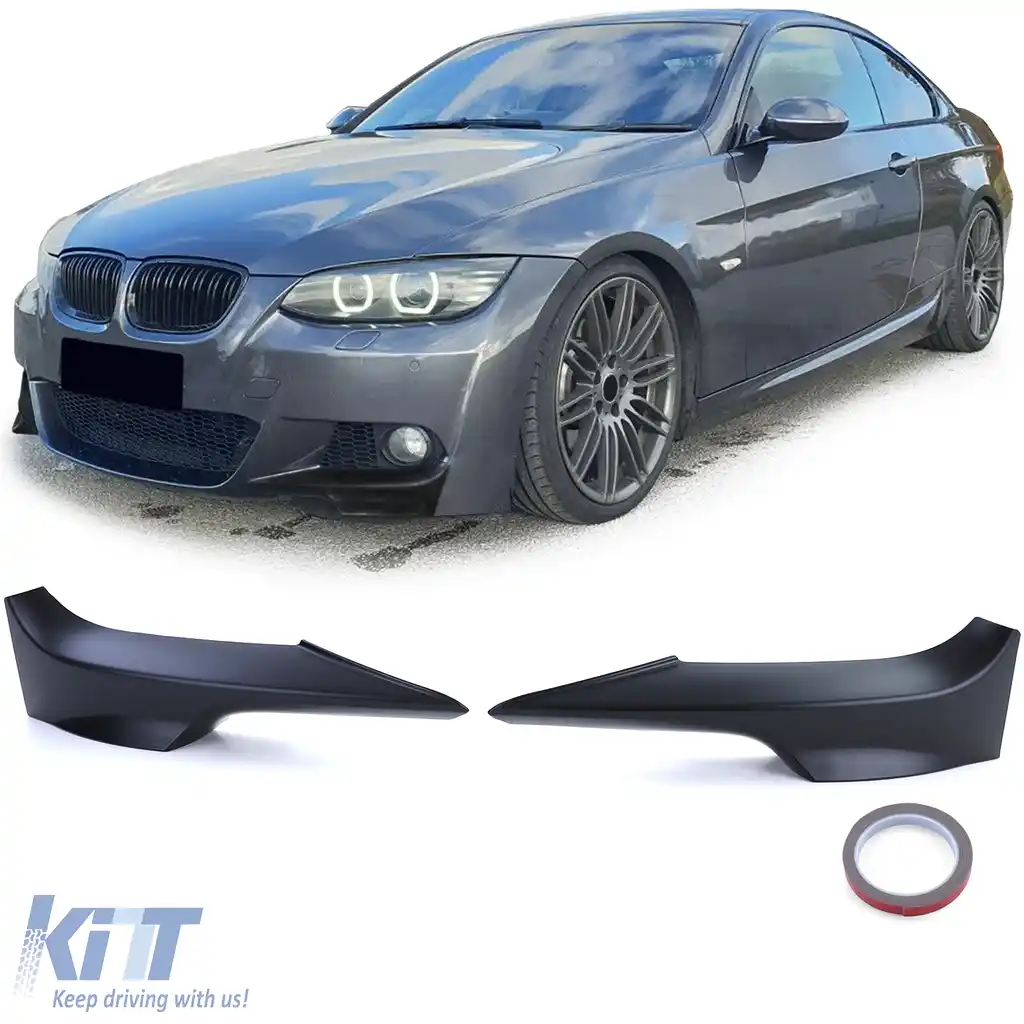 Spoiler splitter cu aripi frontale, negru mat, potrivit pentru BMW Seria 3 E92 E93 06-10