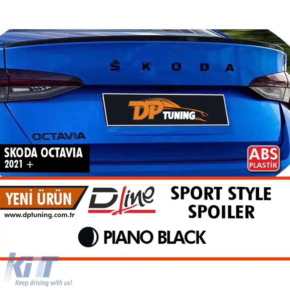 image-70-Spoiler Sport Style potrivit pentru Octavia Mk4 în negru lucios ABS / 2020 după