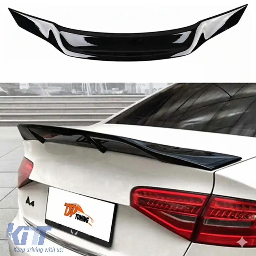 image-18-Spoiler stil R potrivit pentru A4 B8 Negru Pian ABS / 2009-2016