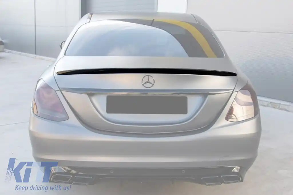 Spoiler tip A Design pentru portbagaj, potrivit pentru Mercedes C-Class W205 2013-2020, lac negru
