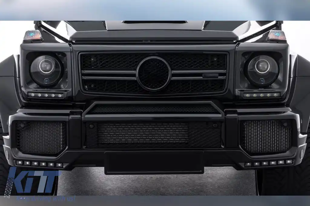 Spoiler tip BRABUS cu DRL potrivit pentru bara frontală A Design Mercedes G-Class W463 1989-2016, necolorat-image-6264664