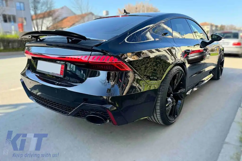 Spoiler tip S-Line Maxton Design potrivit pentru portbagajul Audi A7 C8 după 2017, lac negru-image-6140193