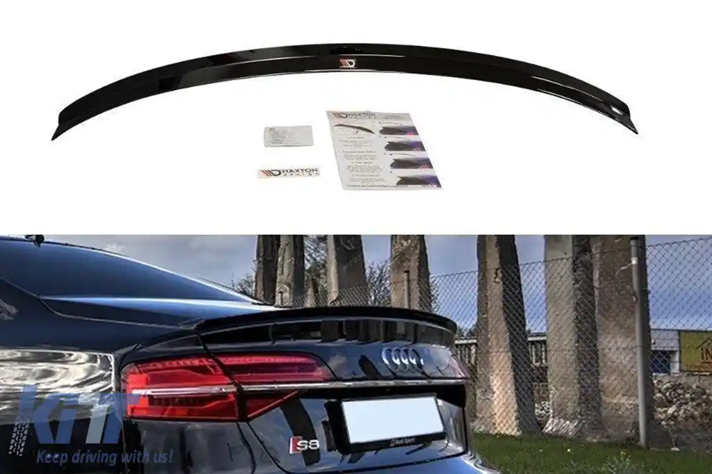 Spoiler tip S8 Maxton Design potrivit pentru Audi A8 D4 2013-2017, lac negru