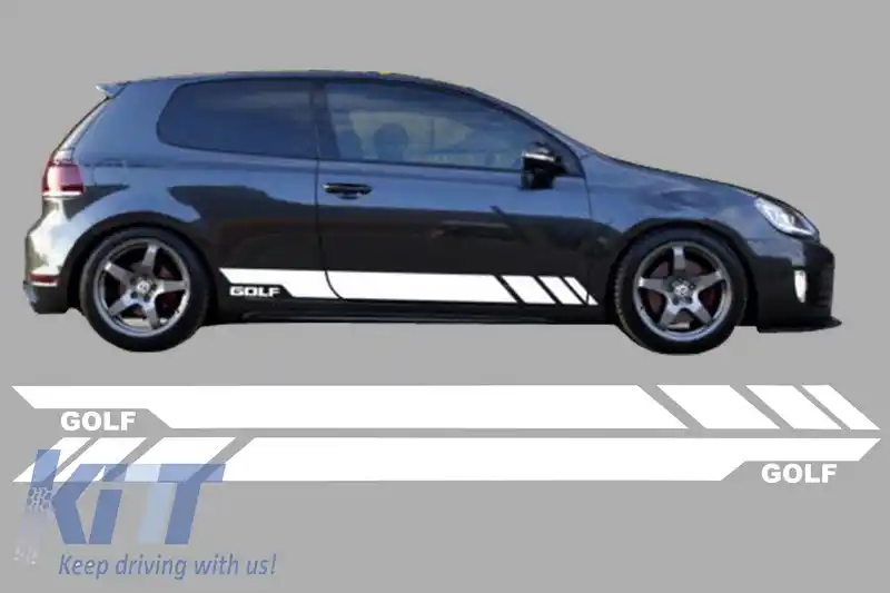 Stickere Laterale Alb compatibil cu VW Golf 5 6 7 V VI VII (2003+)